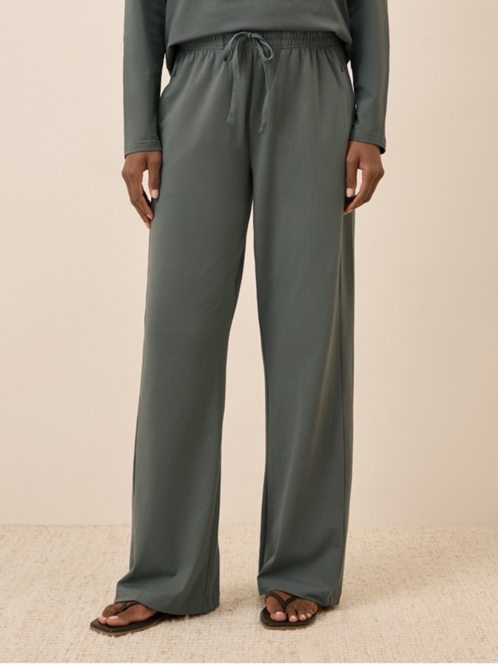 pact Organic Cotton Luxe Essential Lounge Pant, Small, Castor Green, New